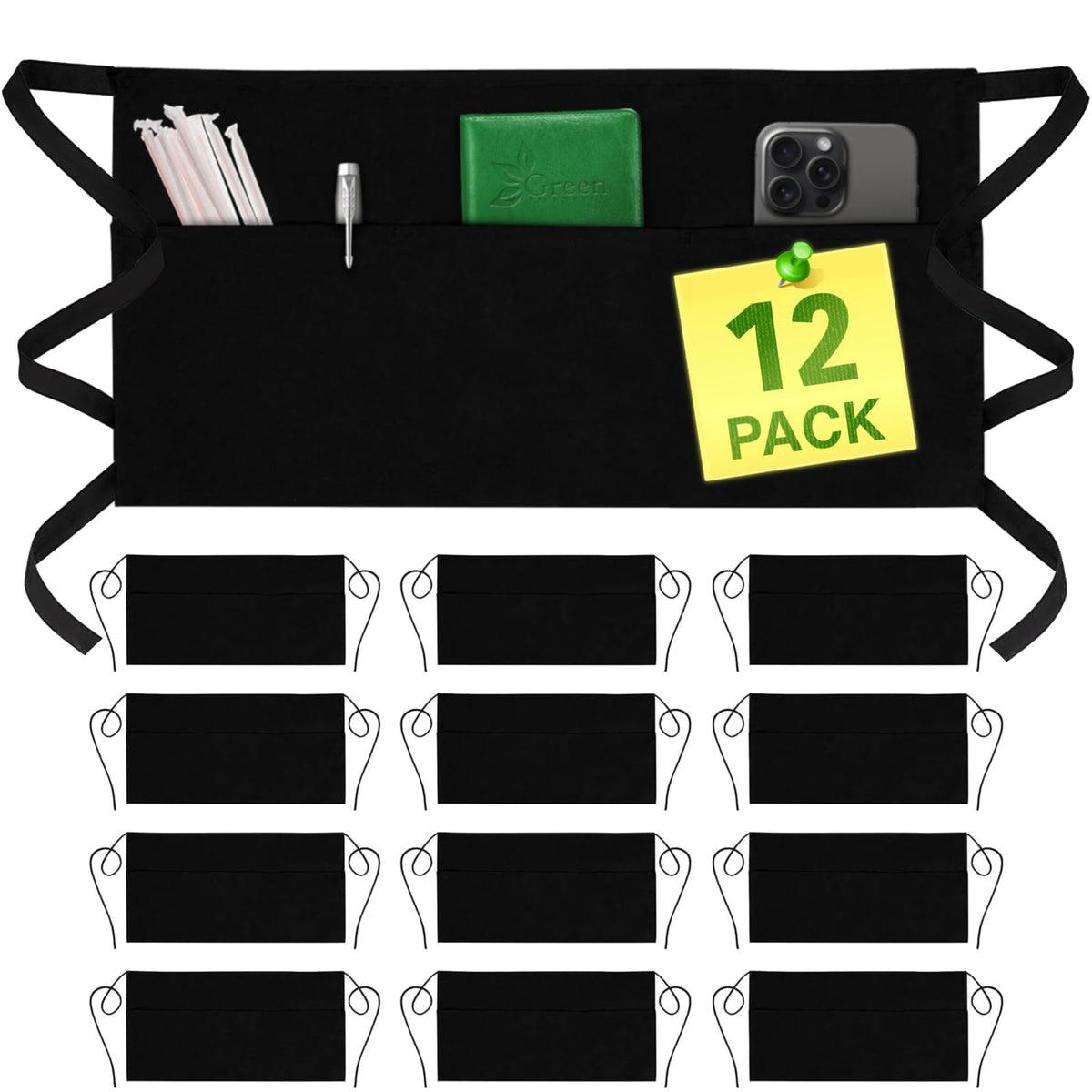 GREEN LIFESTYLE server apron with 3 pockets for organized service.