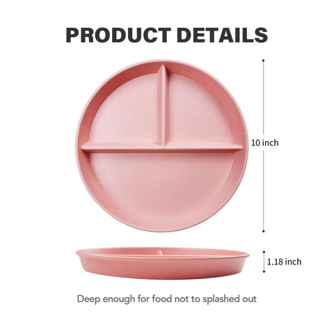 Greenandlife 10-inch beige divided plate with three compartments for balanced meals