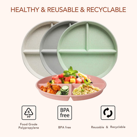 Greenandlife 10-inch grey divided plate, sturdy choice for busy households