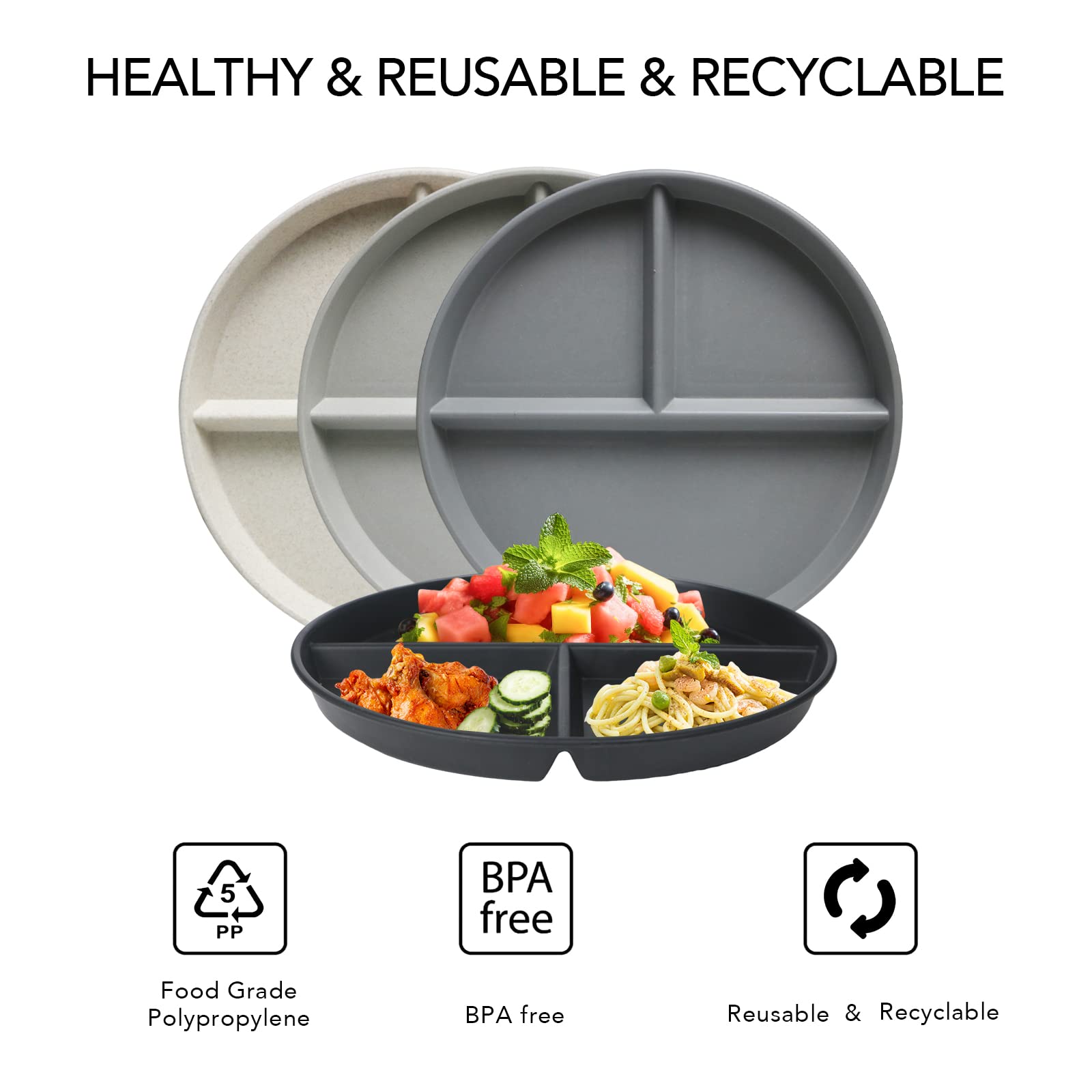 Greenandlife 10-inch beige divided plate emphasizes versatile dining in homes, schools, and offices