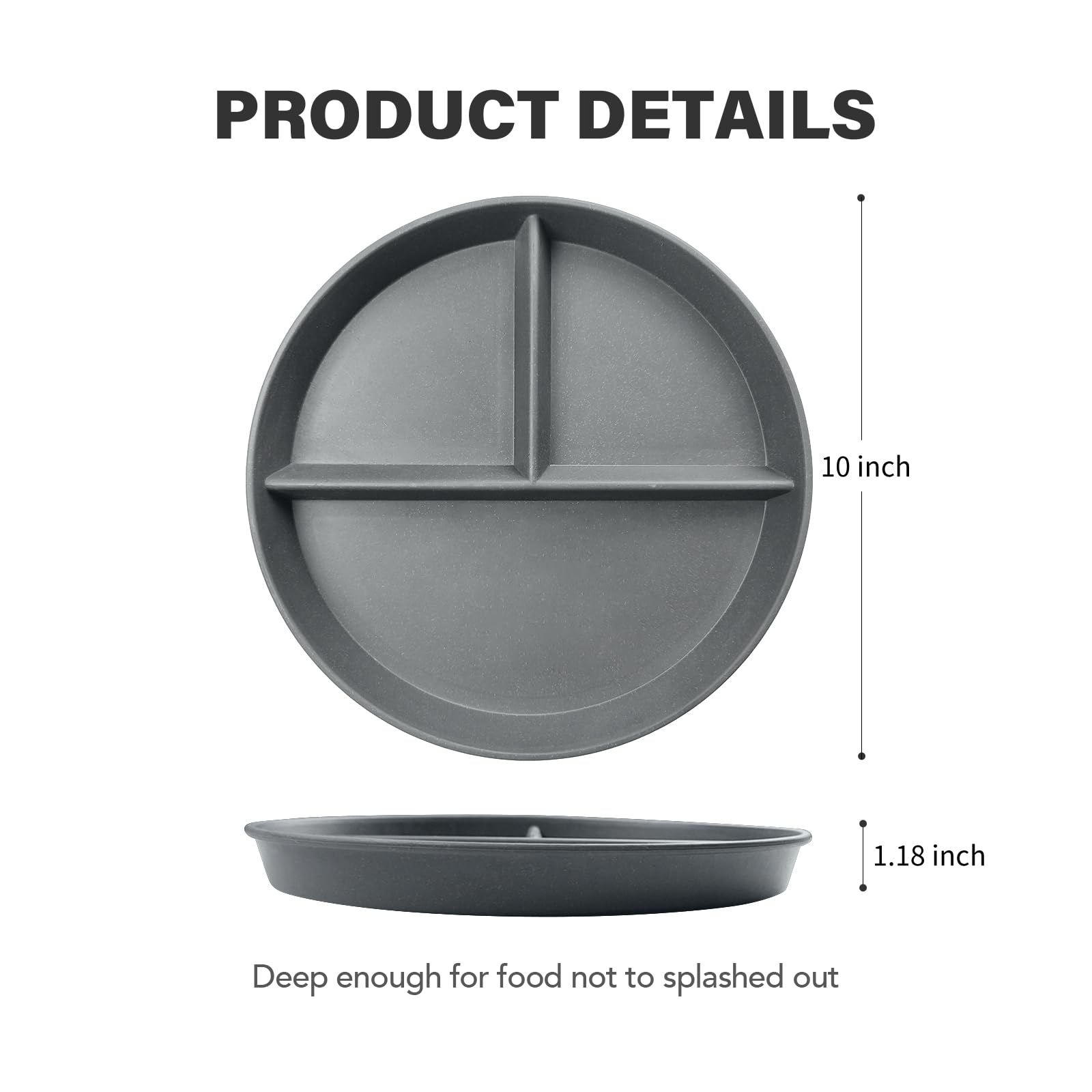 Greenandlife 10-inch divided plate in dark grey for everyday meals and easy cleanup
