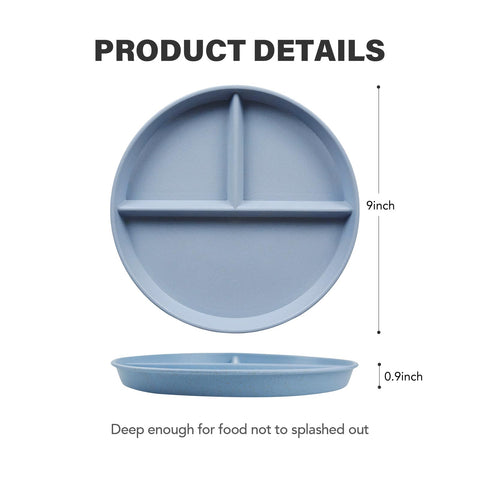 Greenandlife 9-inch divided plate in airy blue keeps meals tidy on the go.