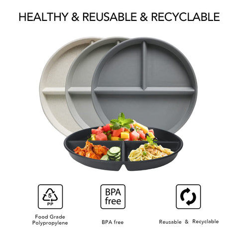 Greenandlife beige divided plate, BPA-free and microwave-safe for reheating.