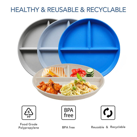 Greenandlife beige divided plate helps serve multiple foods neatly at the table.