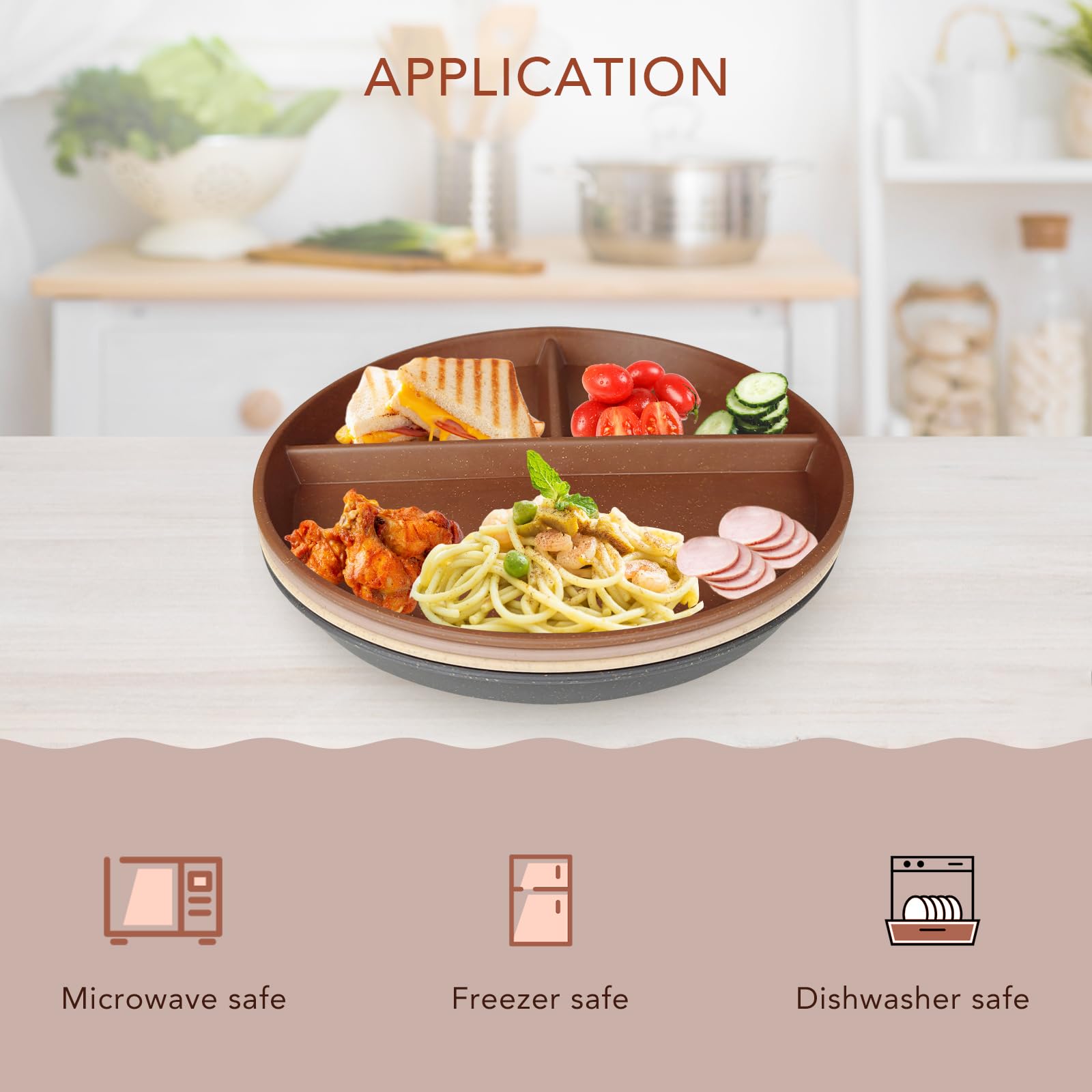 Greenandlife 9-inch divided plate in coffee color supports portion control.