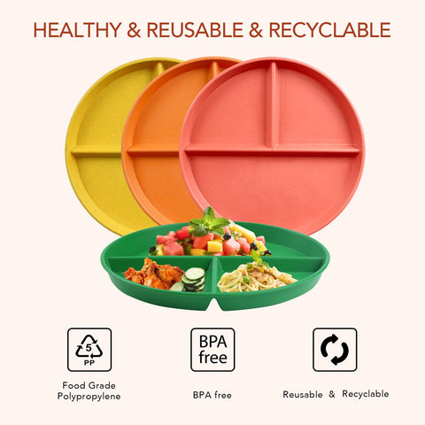 Greenandlife 9-inch divided plate in Green ideal for kid-friendly, measured portions.