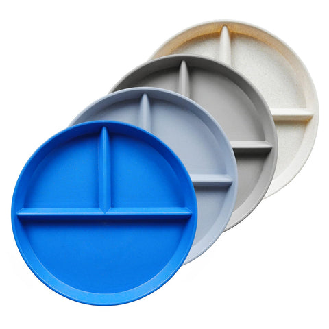 Greenandlife 9-inch divided plate in sapphire blue for organized meals and portion control.