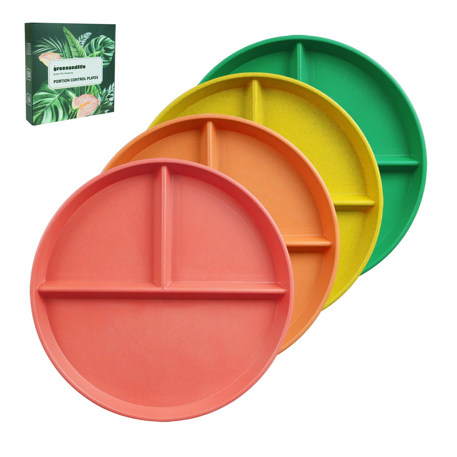 Greenandlife 9-inch divided plate in Tangerine for organized meal portions.