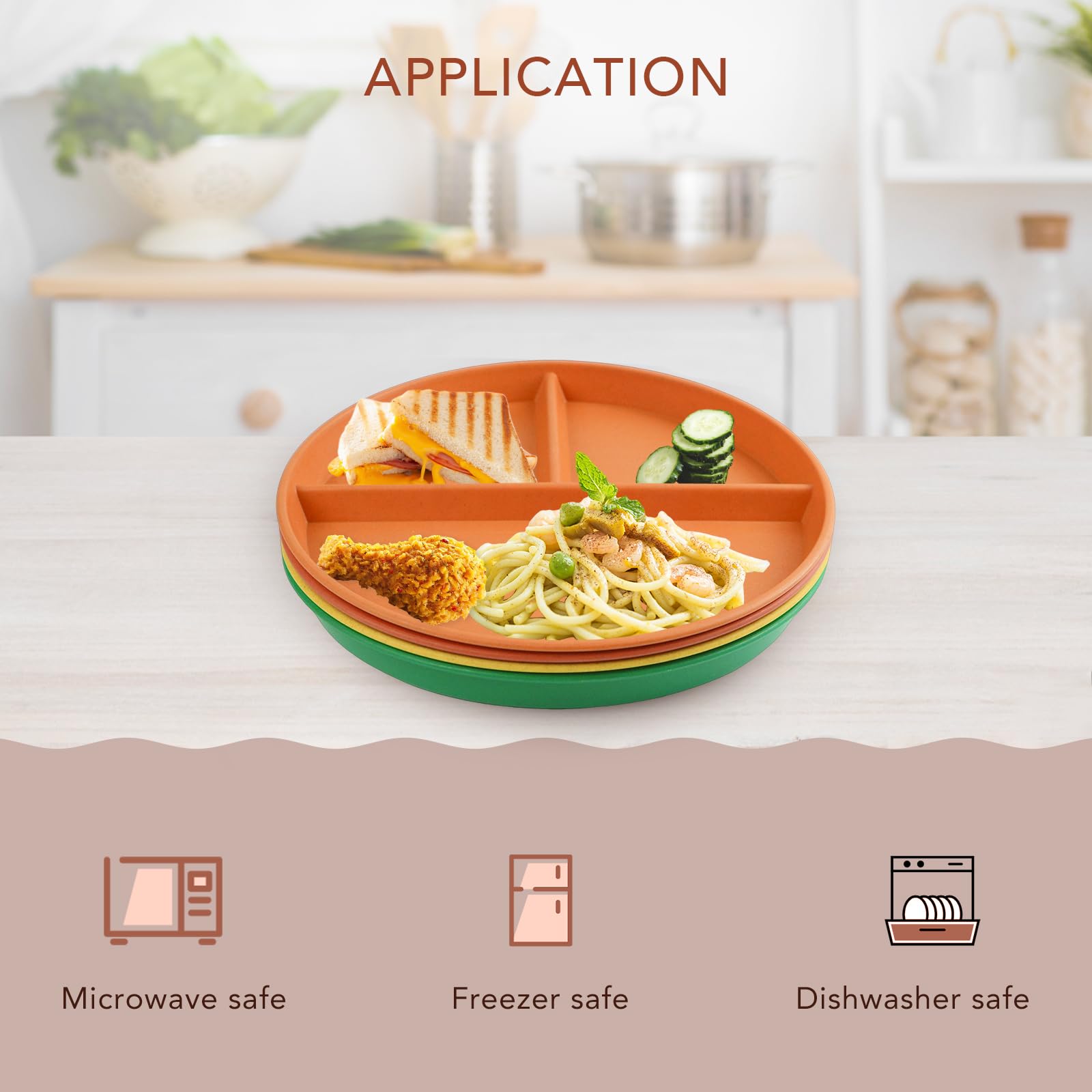 Greenandlife 9-inch divided plate in Yellow helps with colorful, portion-controlled meals.