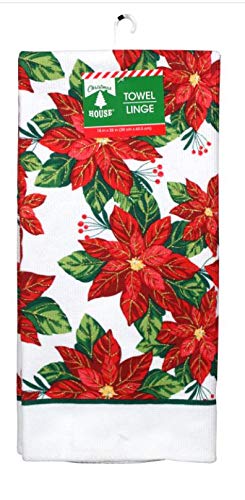 Greenbrier Poinsettia pattern closeup highlights intricate stitching and festive texture.
