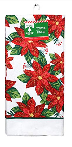 Greenbrier Poinsettia pattern closeup highlights intricate stitching and festive texture.