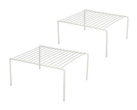 Greenbrier two-tier shelf in cabinet, boosting organized storage space.