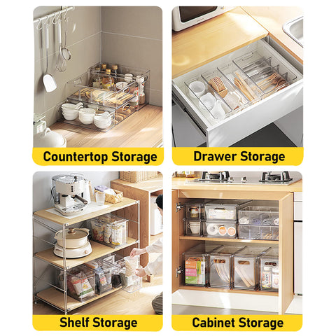Greenby kitchen pantry organizer for bottles and snacks.