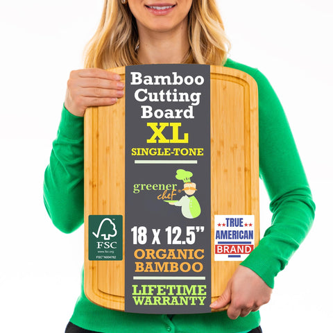 Greener Chef 18-inch extra-large bamboo cutting board for spacious meal prep.