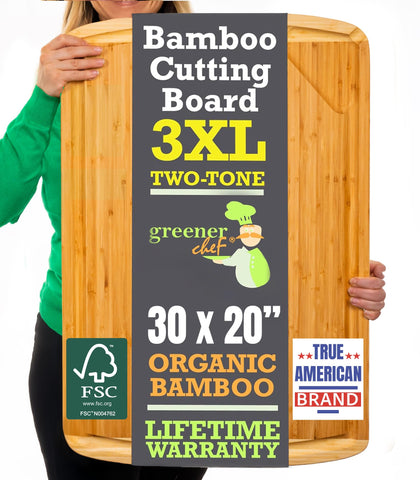 Greener Chef 30x20 cutting board with ample prep space for large meals.