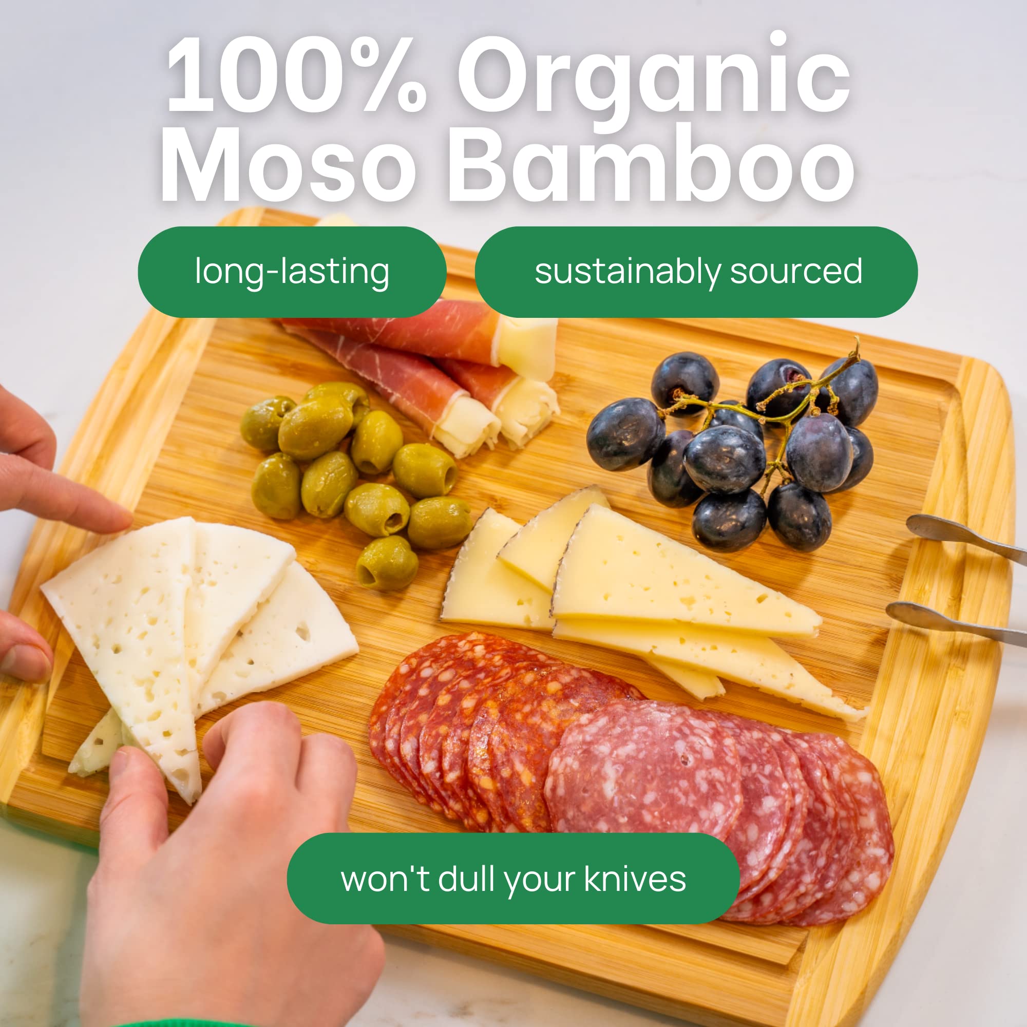 Greener Chef bamboo board shown as elegant charcuterie display