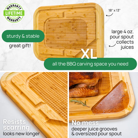 Greener Chef bamboo cutting board close-up highlights durable surface for meal prep.