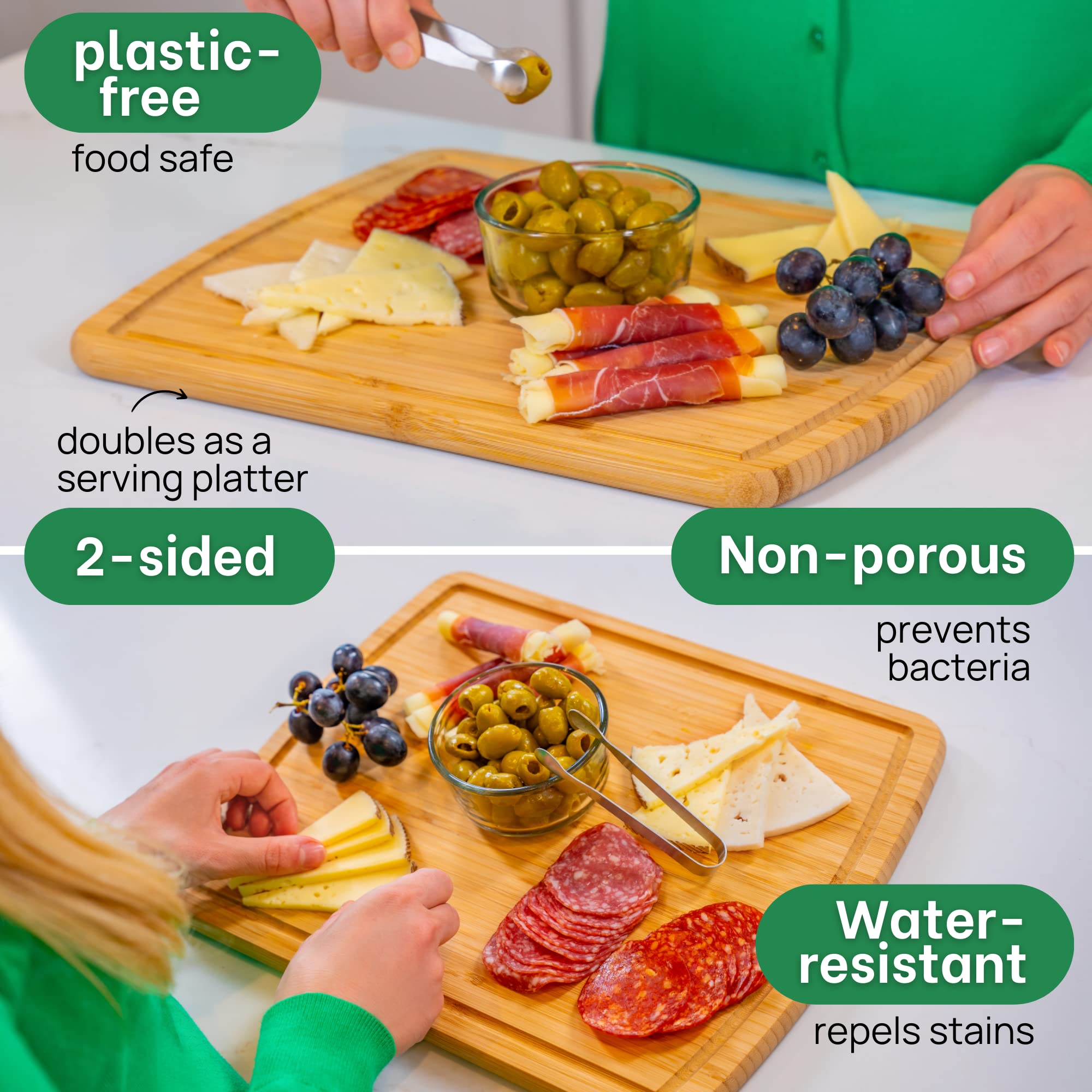 Greener Chef board with charcuterie and cheeses, elegant serving presentation.