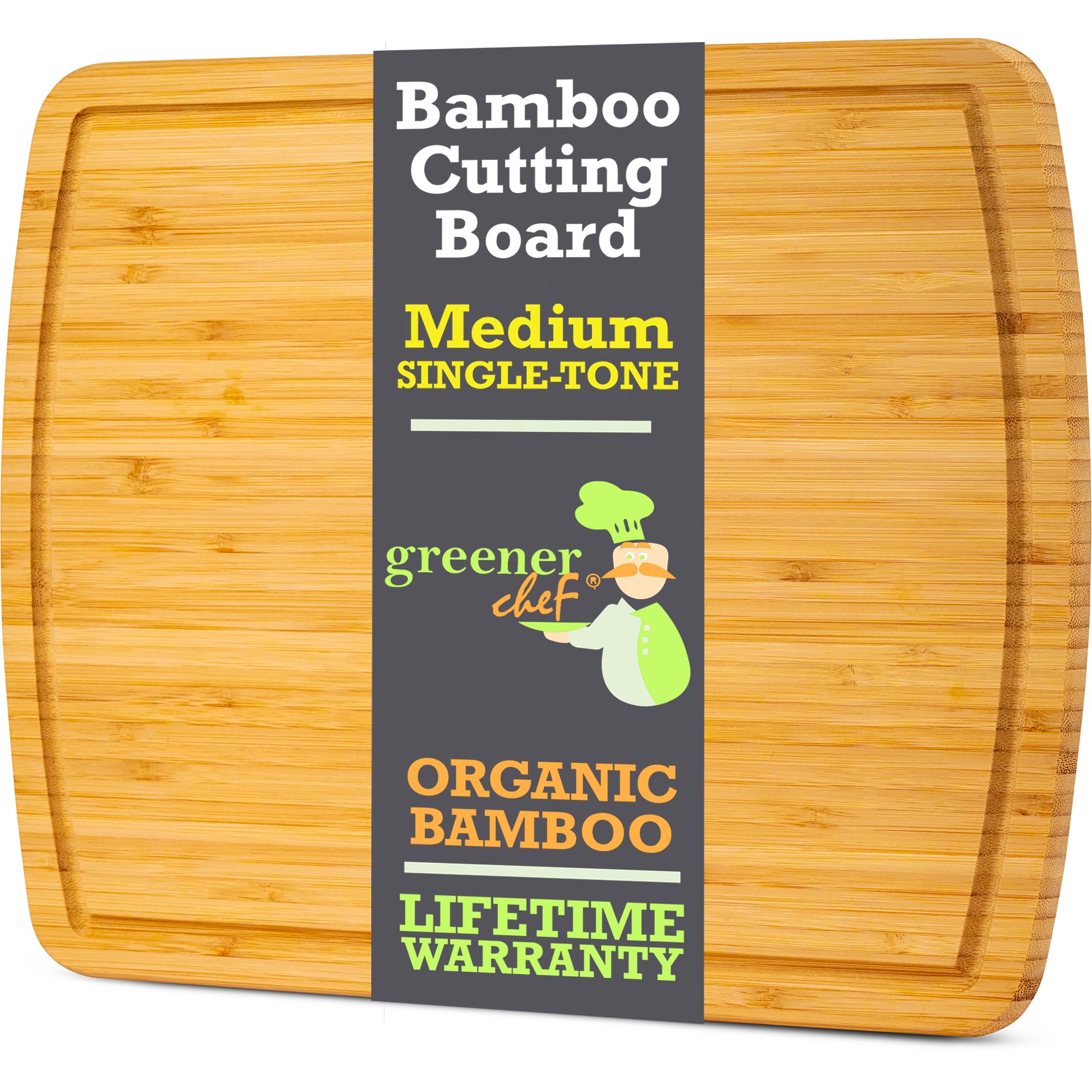 Greener Chef board with juices collected in grooves, easy glaze and gravy ideas.