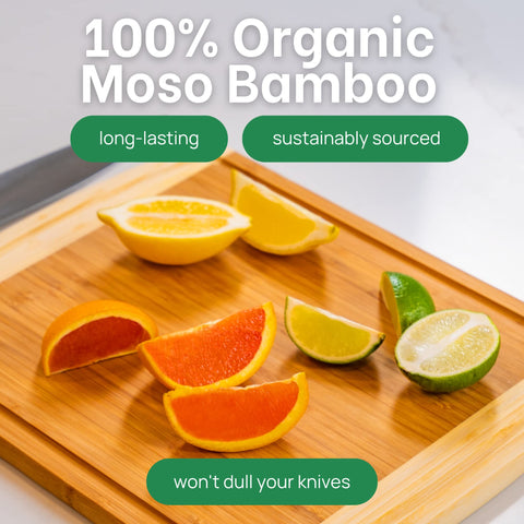 Greener Chef bamboo board with vertical grain for lasting strength