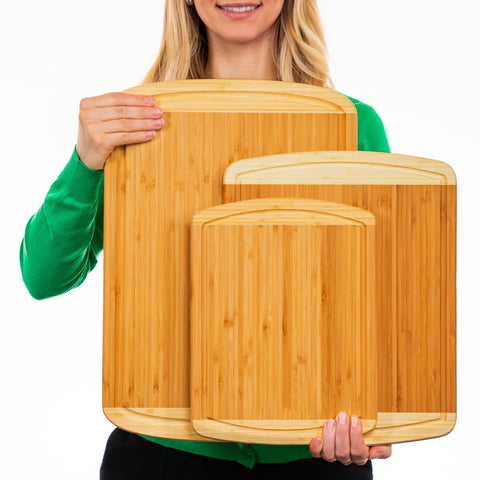 Greener Chef bamboo cutting boards showcase eco-friendly bamboo material.