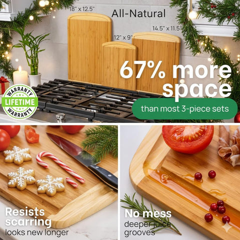 Greener Chef boards stacked for space-saving kitchen storage.