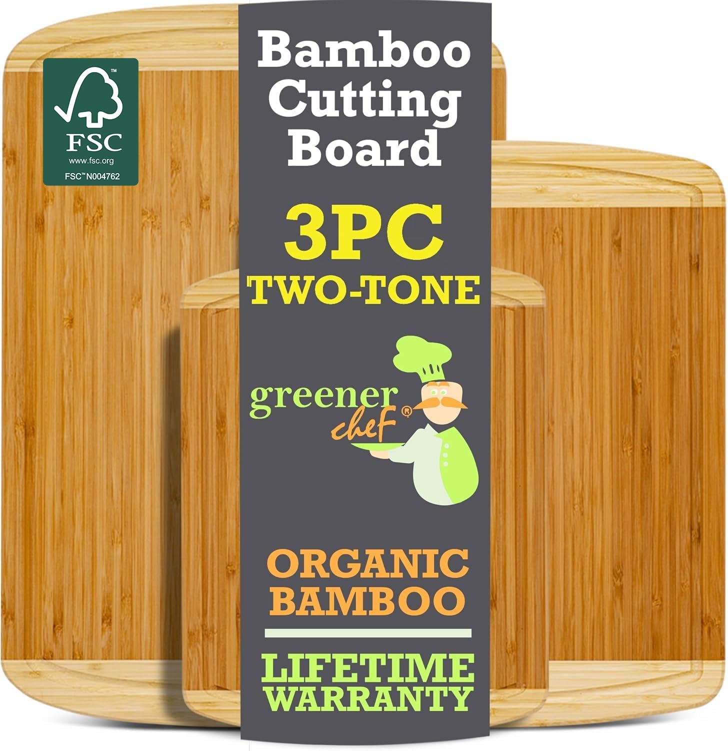 Greener Chef lifetime replacement warranty symbol emphasizes long-term reliability.