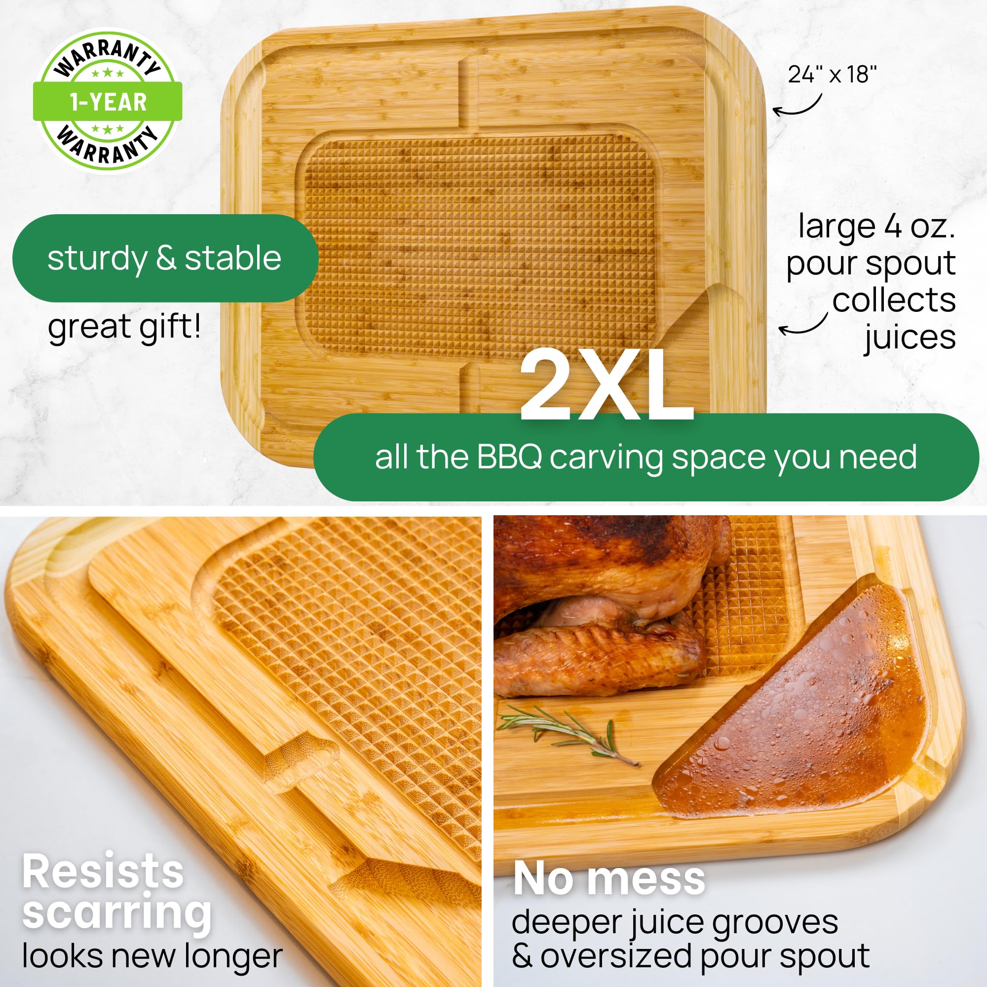 Greener Chef natural bamboo texture highlighting organic kitchen aesthetics.
