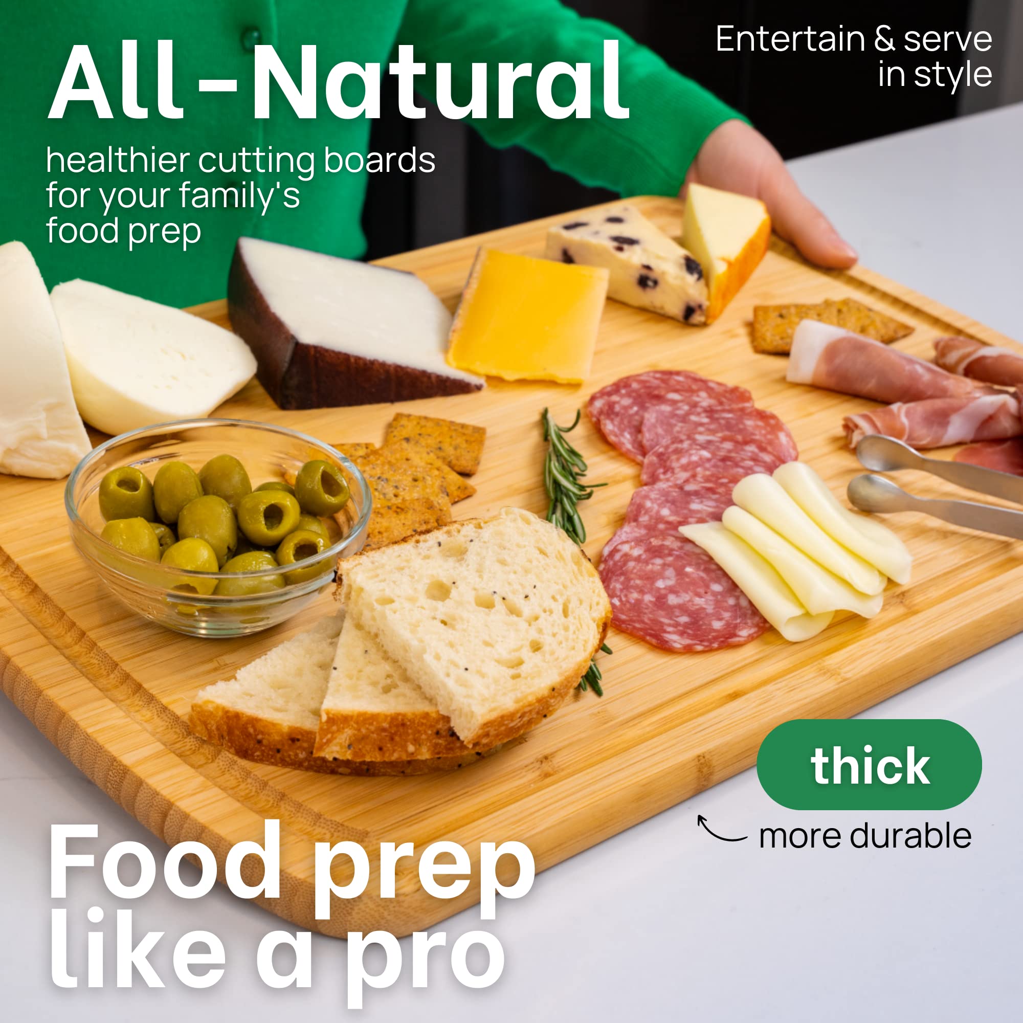 Greener Chef cutting and serving board supports meal prep and entertaining.