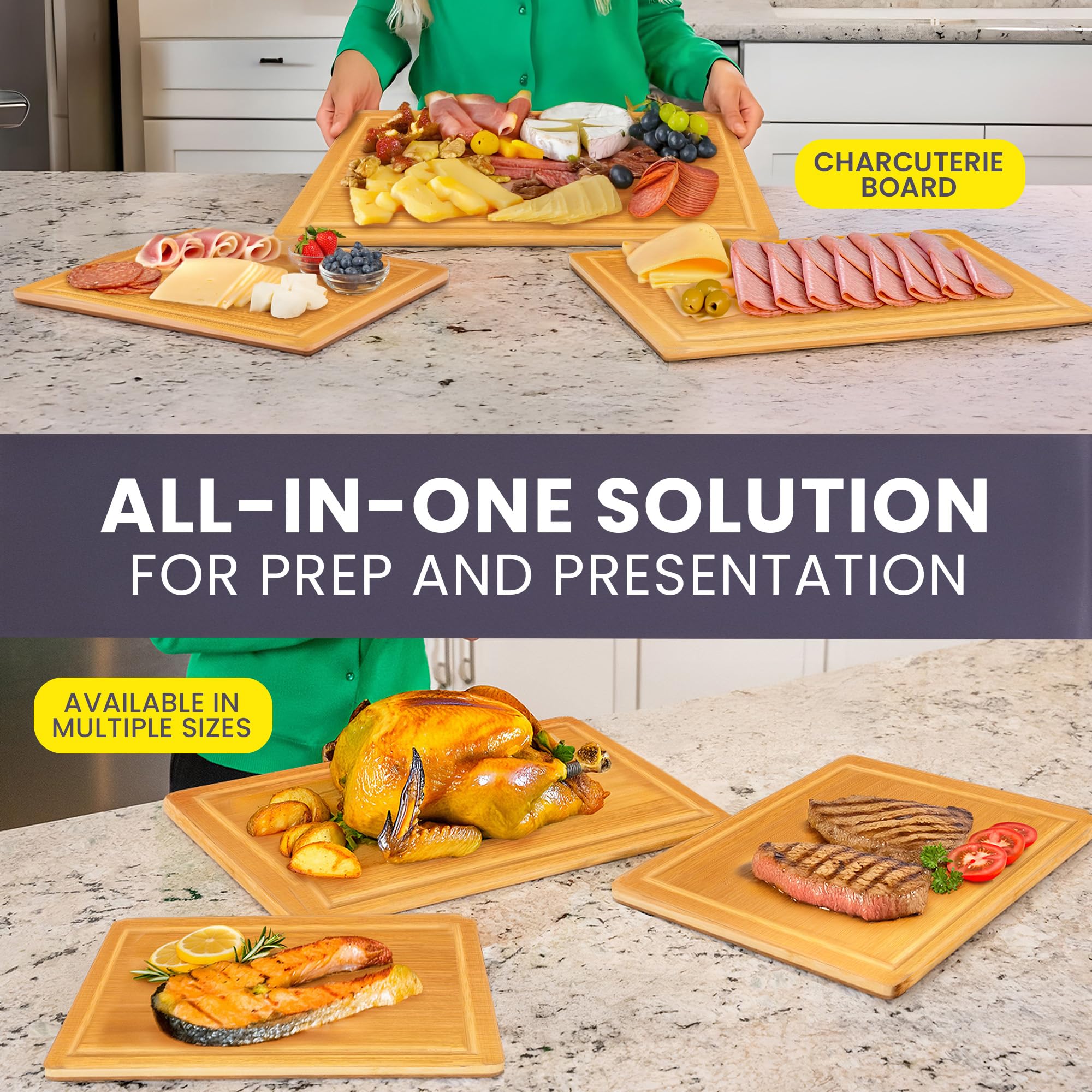 Greener Chef Glue-Free Surface XL board cutting vegetables in action