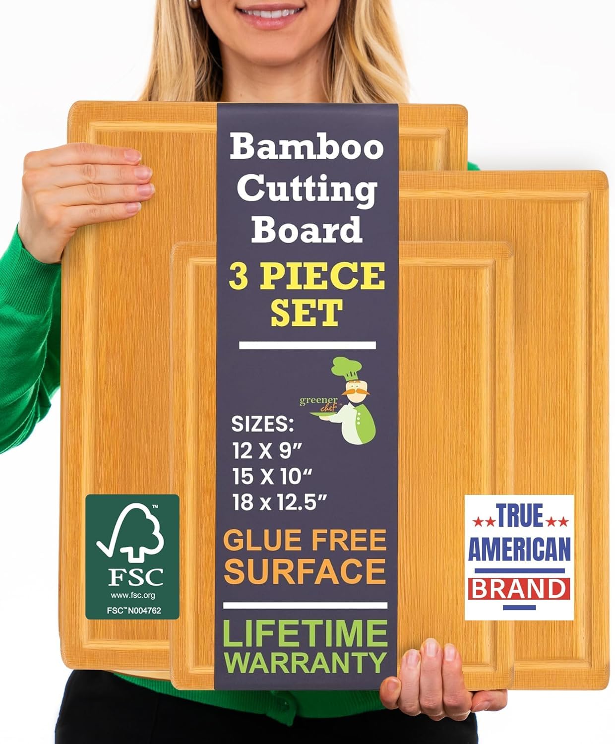 Greener Chef Glue-Free Surface XL board top view with spacious cutting area