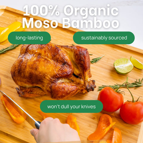 Greener Chef two-tone bamboo cutting board, durable and stylish for daily chopping.