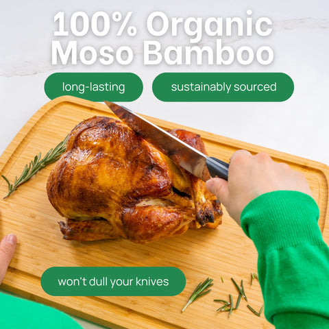 Greener Chef vertical-grain bamboo board boosts durability for daily chopping.