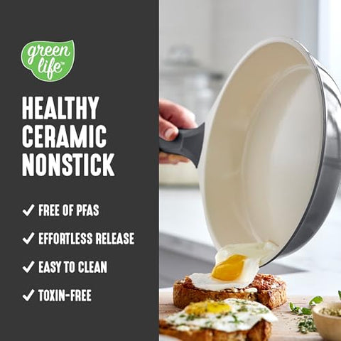 GreenLife ceramic nonstick coating close-up highlighting easy release.