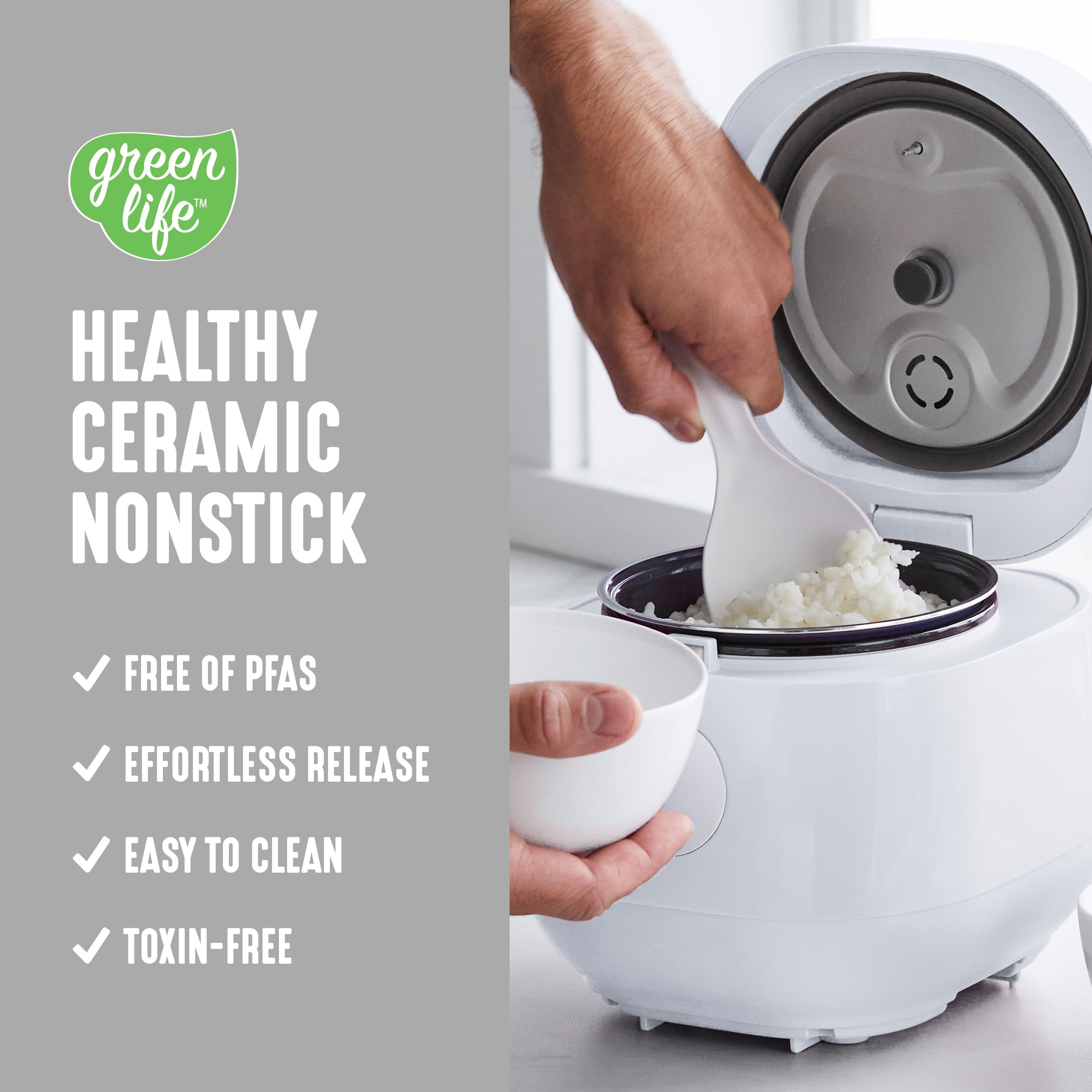 Removable inner pot from GreenLife makes dishwasher-cleanup fast and simple.