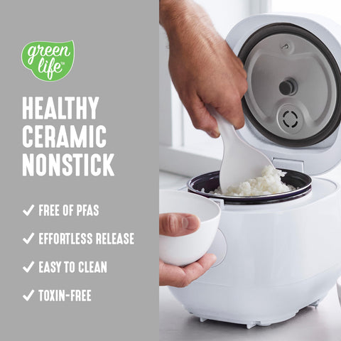 Removable inner pot from GreenLife makes dishwasher-cleanup fast and simple.