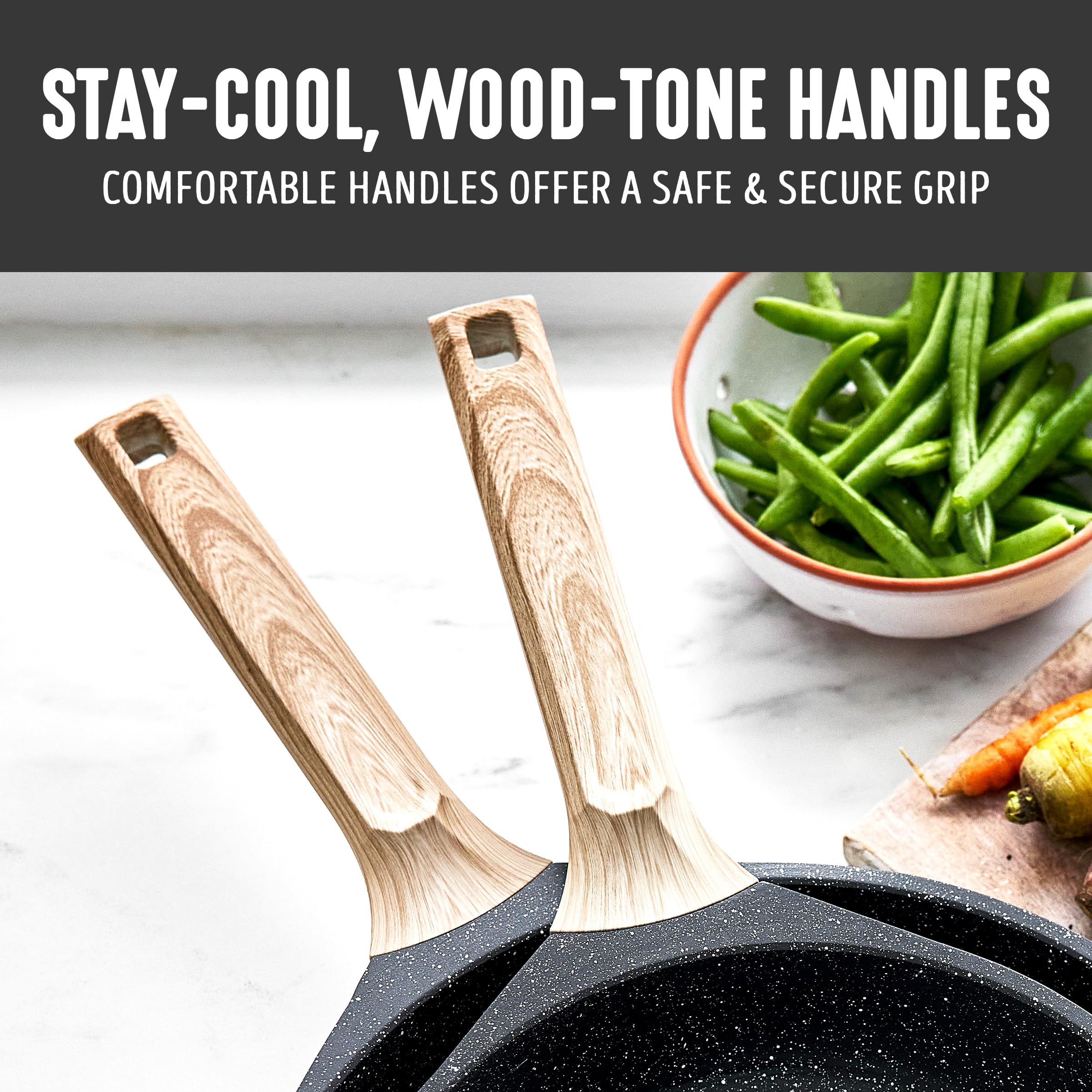 GreenLife easy-clean surface enables quick cleanup after cooking.