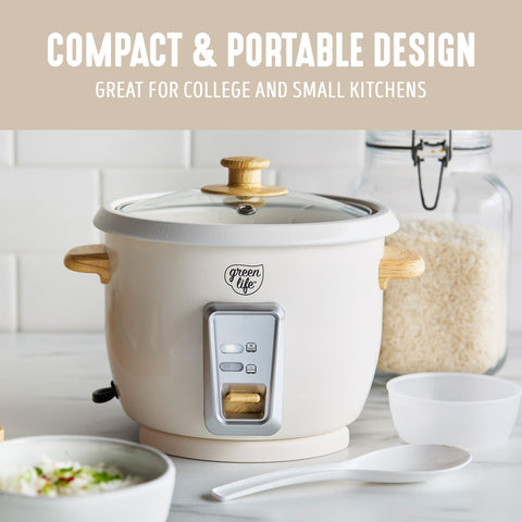 PFAS-free ceramic interior of GreenLife rice cooker ready for cooking.