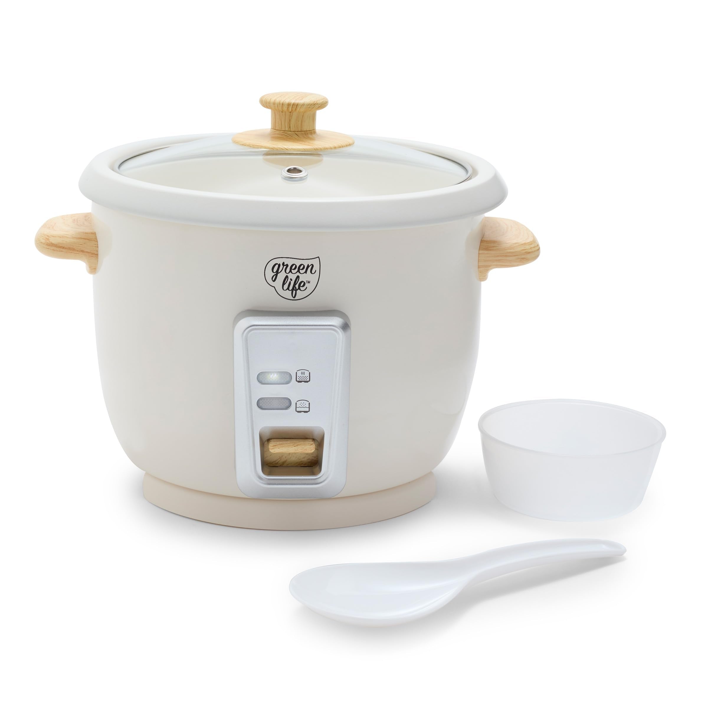 GreenLife rice cooker with removable PFAS-free pot for easy cleanup.