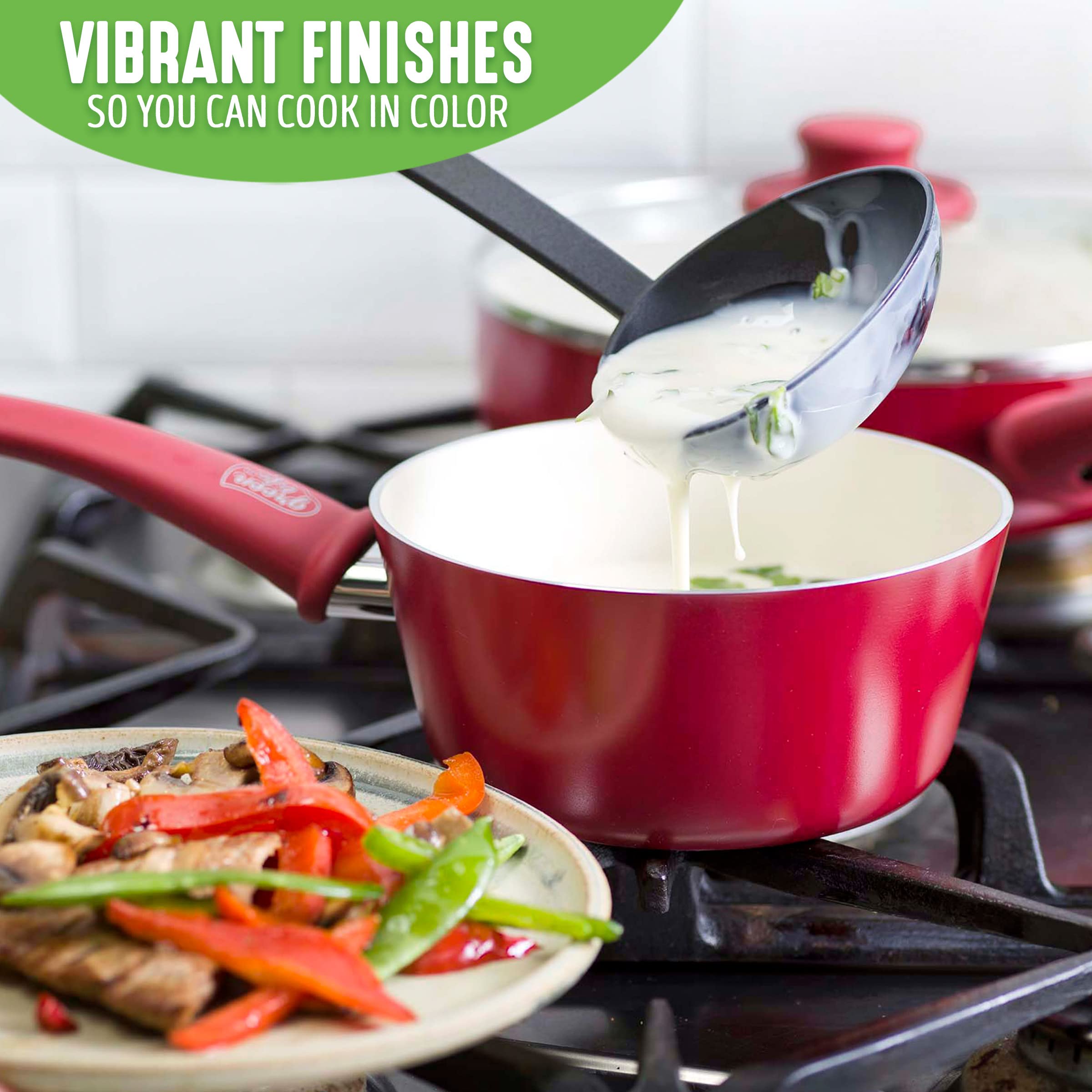GreenLife Soft Grip dishwasher-safe design makes cleanup simple.