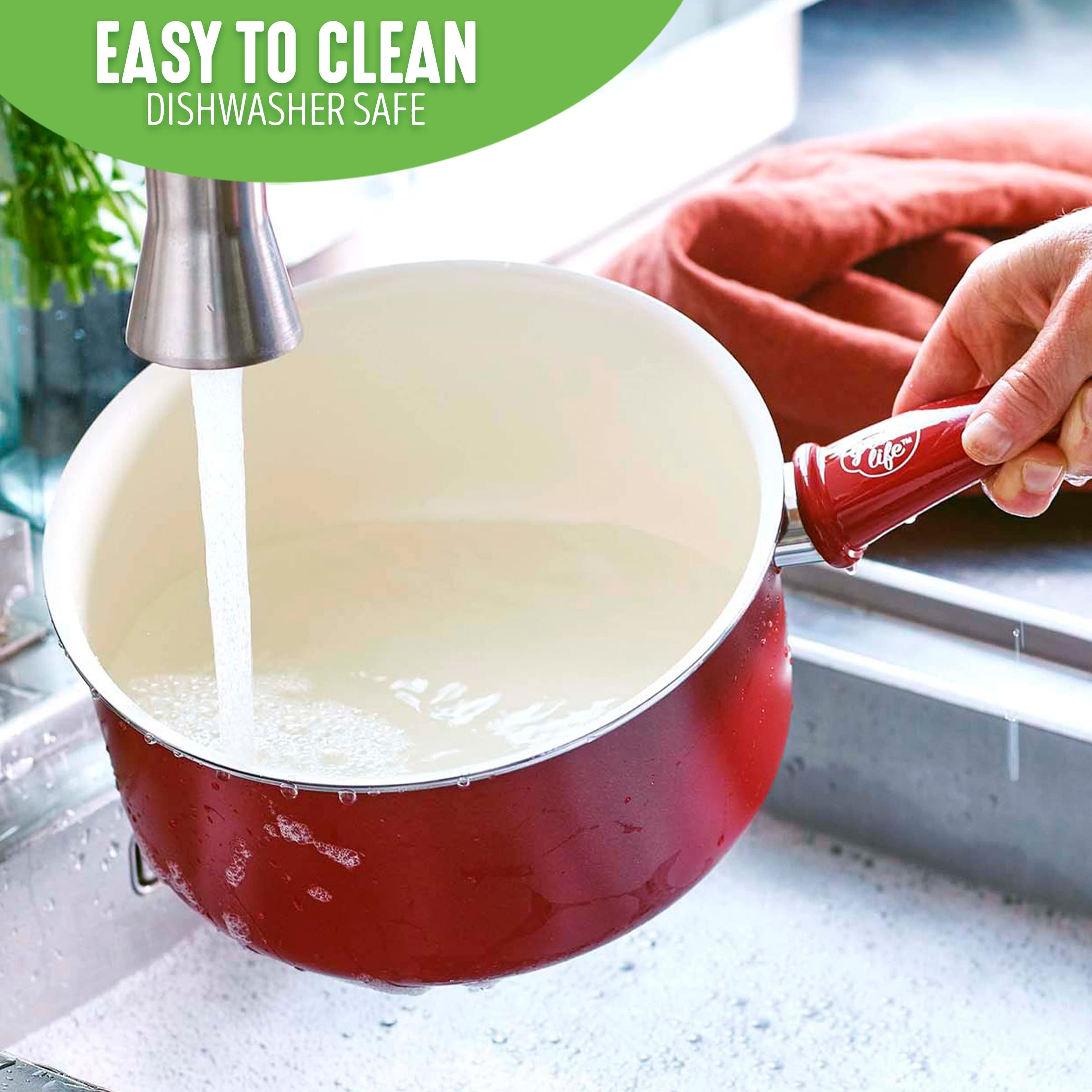 GreenLife Soft Grip wobble-free base ensures even heating across surfaces.