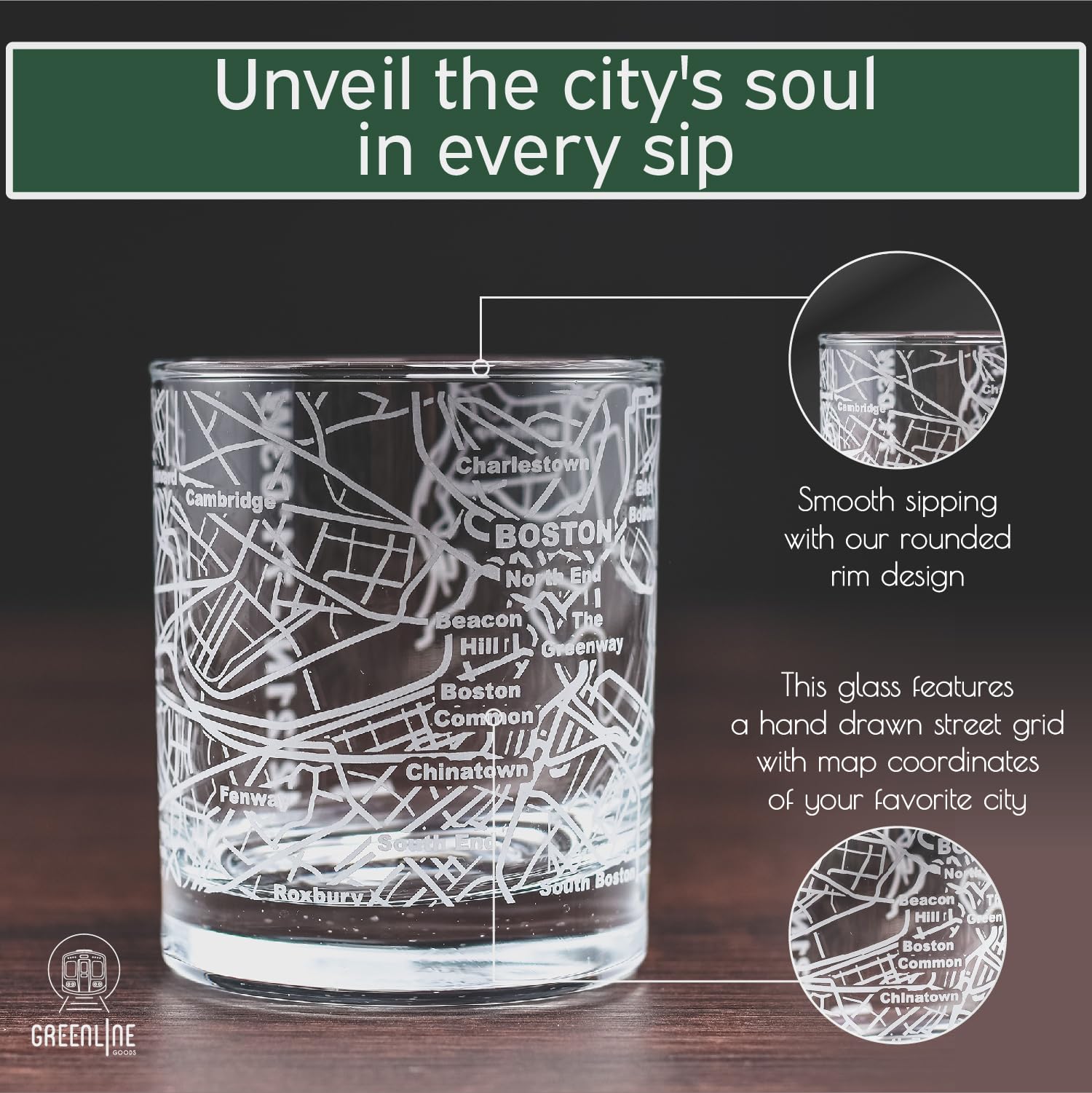 Greenline Goods city map wrap-around design around the tumbler for a unique look