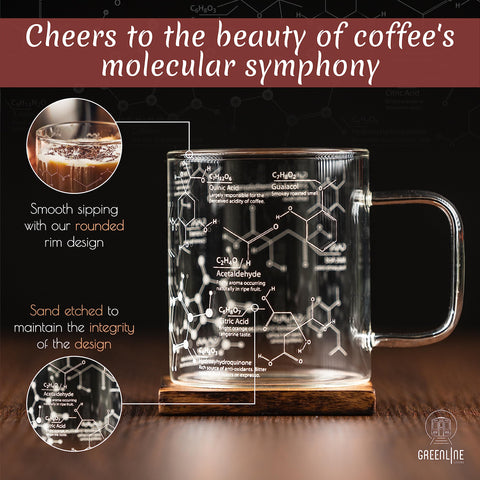 Greenline Goods molecule-themed mug wraps around the cup for dramatic display.