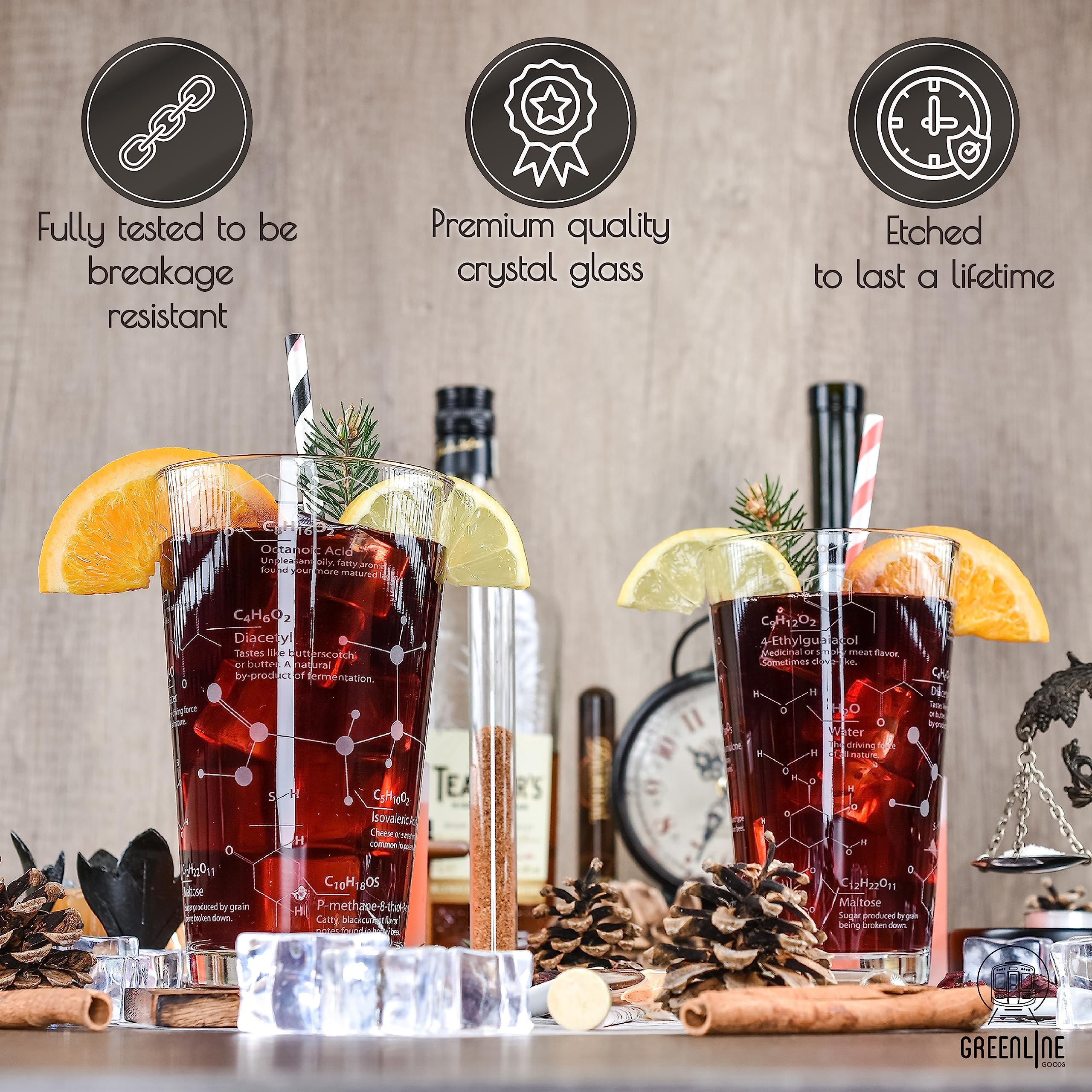 Greenline Goods lead-free beer glass design ensures safe, reusable enjoyment.