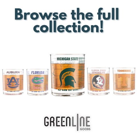 Greenline Goods LSU Tigers glass alumni gift idea for fans and collectors.