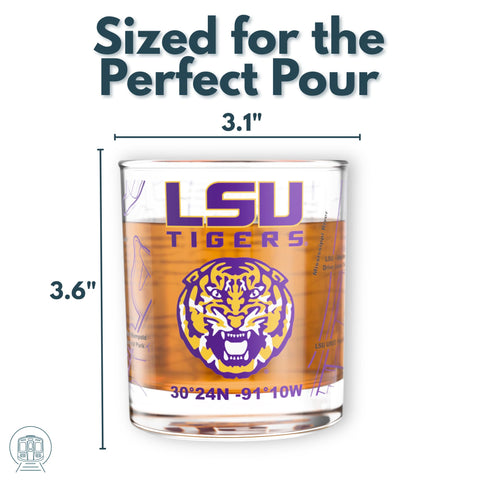 Greenline Goods LSU Tigers glass gift-box presentation enhances gifting moments.