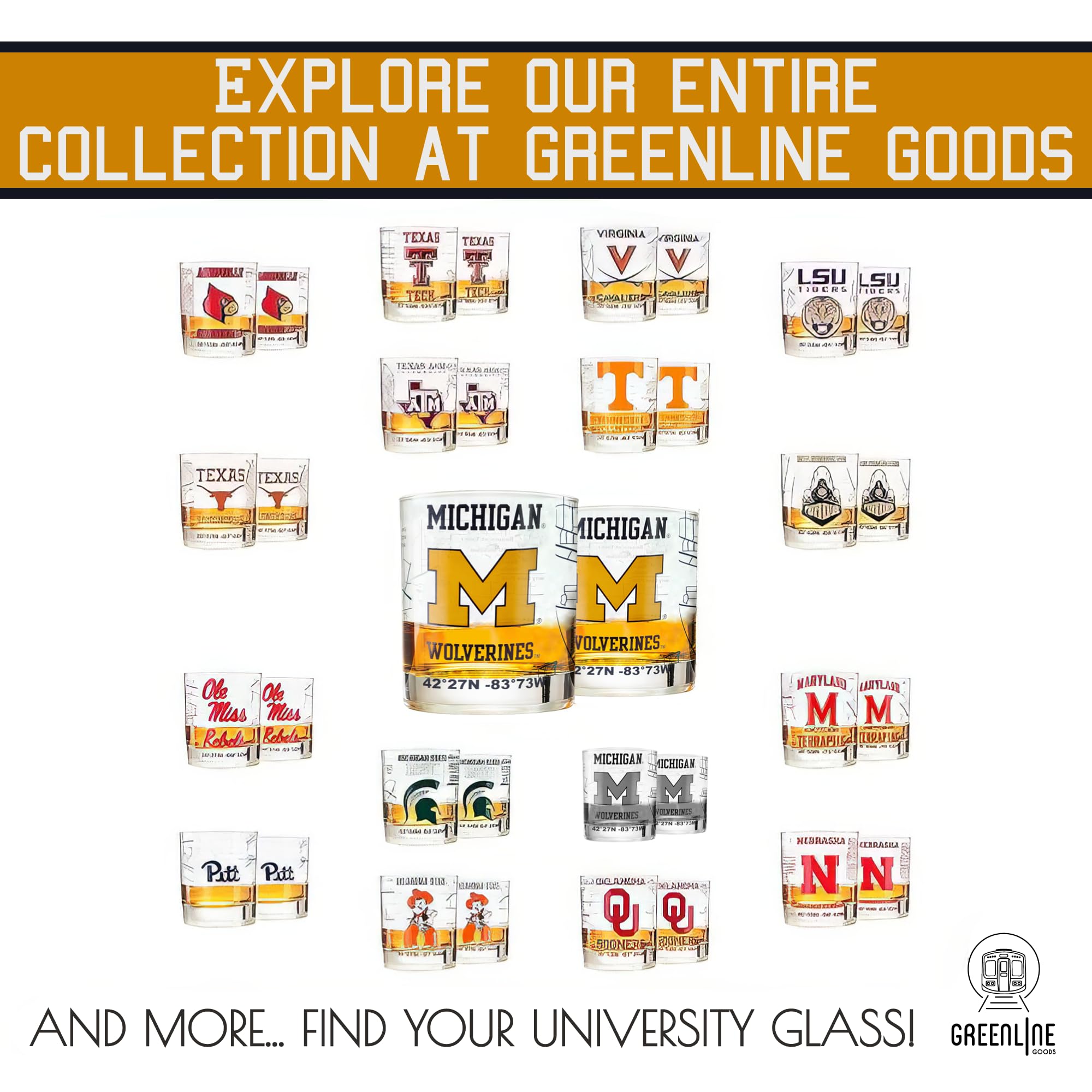 Greenline Goods 10 oz rocks glass set for Old Fashioned and neat pours during events.