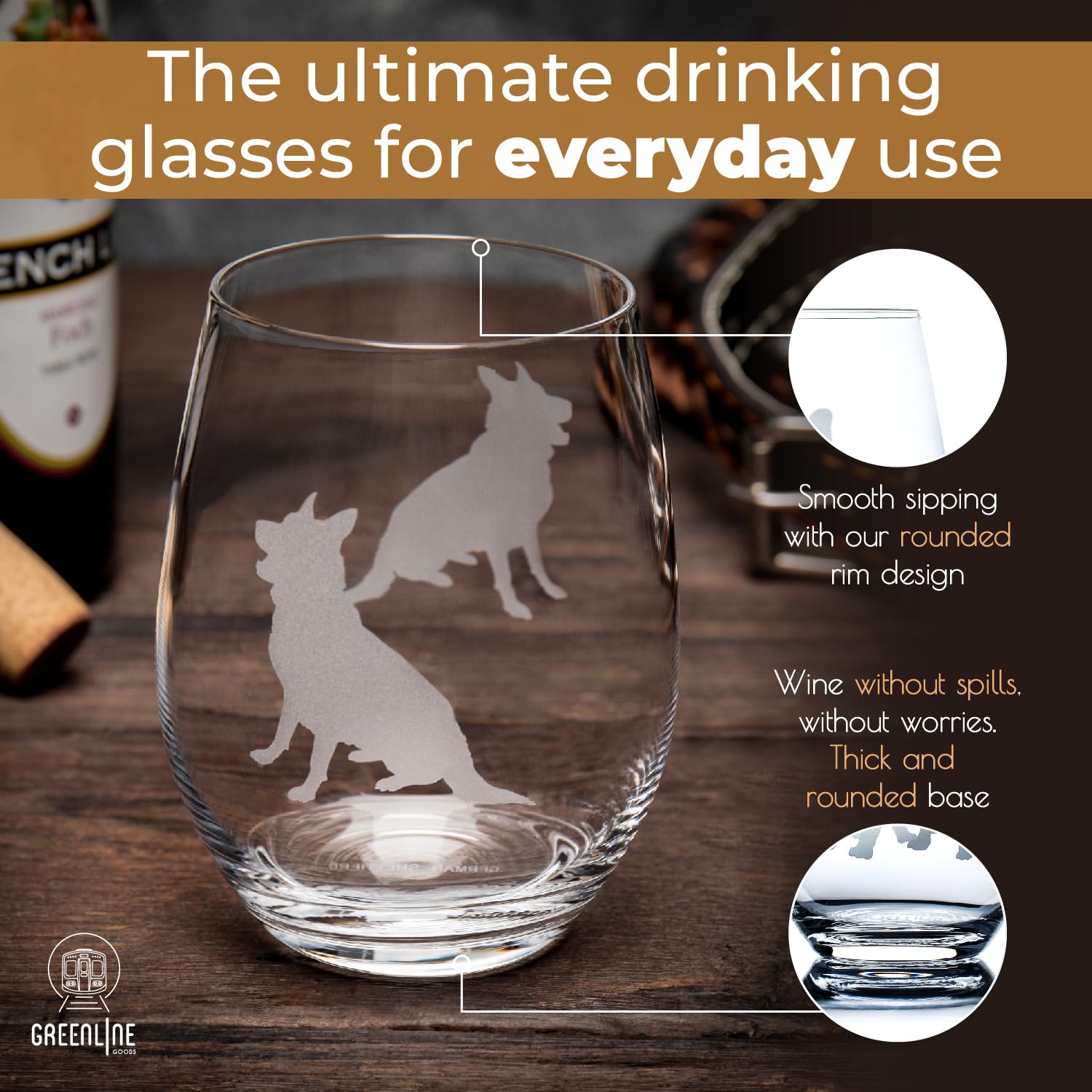 Greenline Goods premium lead-free crystal glass clear and bright under light