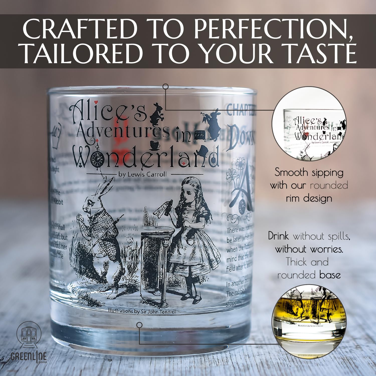 Greenline Goods vintage book art glass blends literature vibes with everyday enjoyment.