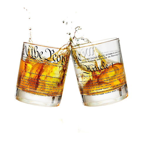 Greenline Goods We The People glass with wraparound Constitution for patriotic toasts.